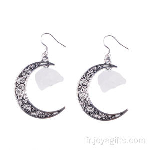 Tendance lune alliage d’argent coloré Gem Drop boucles d’oreilles bijoux